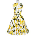 Belle Poque Stock Sleeveless Lemon Print Cotton Retro Vintage Audrey Hepburn style Dresses 50s Pinup BP000002-38